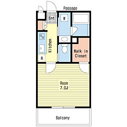 フロール 2階1Kの間取り