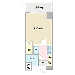 第三エクセル行徳 4階ワンルームの間取り