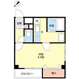 ブルーフェアリ 3階1Kの間取り