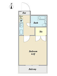 第3エクセル行徳 ワンルームの間取図画像