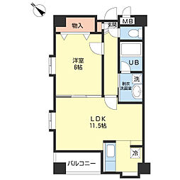リバーライズ妙典 3階1LDKの間取り