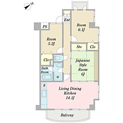 ハーヴェストプレイス 2階3LDKの間取り