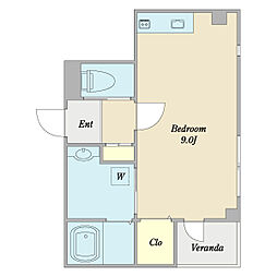 キーラゴー妙典 1階ワンルームの間取り