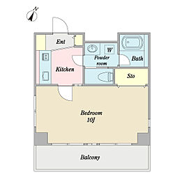 エクセレント青山 2階1Kの間取り
