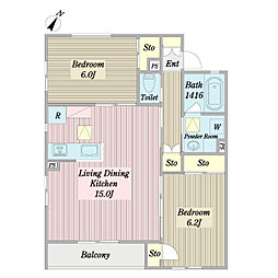 コハル美ヨリ 2LDKの間取図画像