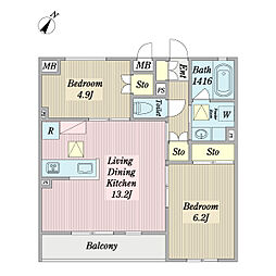 コハル美ヨリ 2LDKの間取図画像