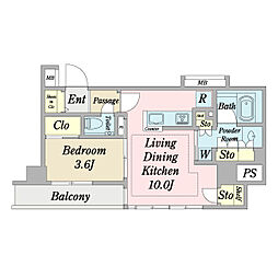 エクセレントシティ本八幡駅前サザンライズ 12階1LDKの間取り