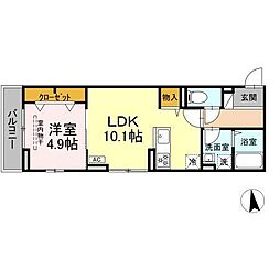 ベルメゾンVII 3階1LDKの間取り