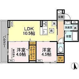 セレスティア新小岩 2LDKの間取図画像