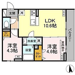セレスティア新小岩 2LDKの間取図画像