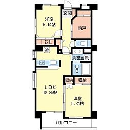 ベルメゾン本八幡 2SLDKの間取図画像