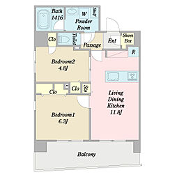 THE RESIDENCE 本郷町 2LDKの間取図画像