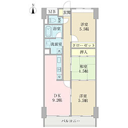 プロシード市川 3DKの間取図画像