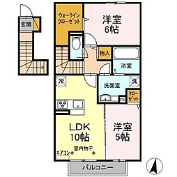 マテリアルレジデンス 2LDKの間取図画像