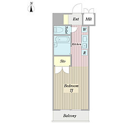 KODAヒルズ市川 1Kの間取図画像