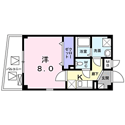 シテセレスト東砂 1Kの間取図画像