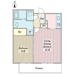 NorthernCourt 1LDKの間取図画像