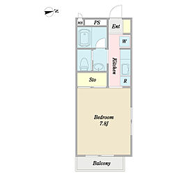 ヴィラージュ 1階1Kの間取り