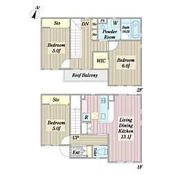 グリシーヌ 1階3LDKの間取り