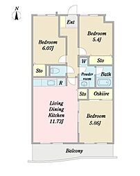 グラットシェル 3LDKの間取図画像