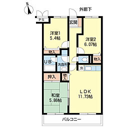 グラットシェル 3LDKの間取図画像