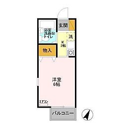サニーライフ 2階1Kの間取り