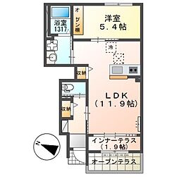 ラ・ヴィータ 1階1LDKの間取り