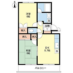 メゾンアトラス 4階2DKの間取り