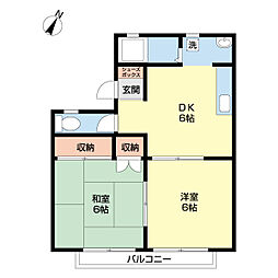 ヒルトップ・ガーデンB棟 2DKの間取図画像