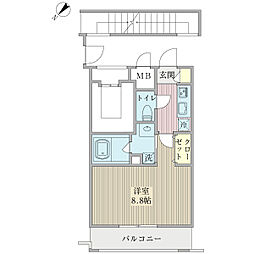 ＶＩＬＬＥＴＴＡｙａｃｈｉｙｏｄａｉ 6階1Kの間取り