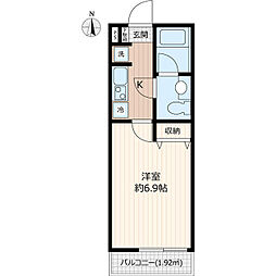 ｖｉｎｏｓｉｔｙ　勝田台 3階1Kの間取り