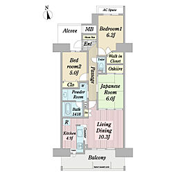 レクセルプラザ村上 3LDKの間取図画像