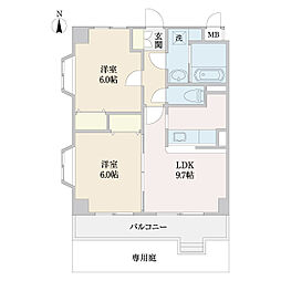 クレシェンテ 2DKの間取図画像