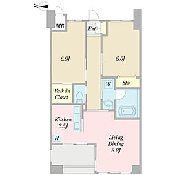 セキード・セキ公津の杜 9階2LDKの間取り
