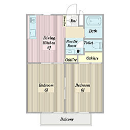 第2ケンジパレス 2DKの間取図画像