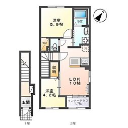 ユウカ フローラ 2LDKの間取図画像