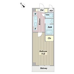 ブランシュール 1Kの間取図画像