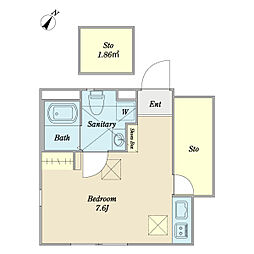 キャッツベル六実 1階ワンルームの間取り