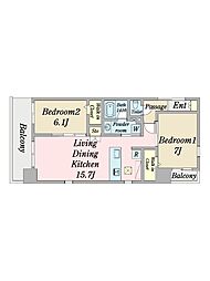 ｄｅａ　ｄｅｌ　ｍａｒｅ 3階2LDKの間取り