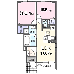 アリヴィオI 1階2LDKの間取り