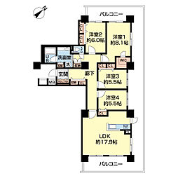 ローレルスクエア千葉ニュータウン中央F棟 4LDKの間取図画像