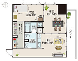 ブランヴェール 3階2LDKの間取り