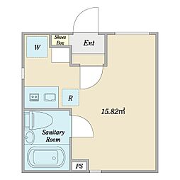 プラチナフォルム上野秋葉原ＷＥＳＴ 2階ワンルームの間取り