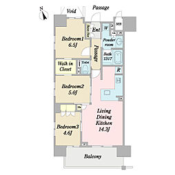 レーベンリヴァーレ浅草エヴァープライド 3LDKの間取図画像