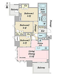アルファグランデ日暮里 3LDKの間取図画像