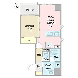 F'sKOTOTOI浅草 1LDKの間取図画像