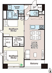 フラッツ荒川 10階2LDKの間取り