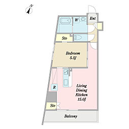グランシーナリー金町 9階1LDKの間取り