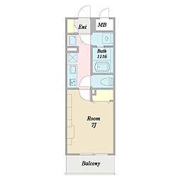 プロシード舞浜 2階1Kの間取り
