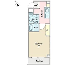 アリエル舞浜 1Kの間取図画像